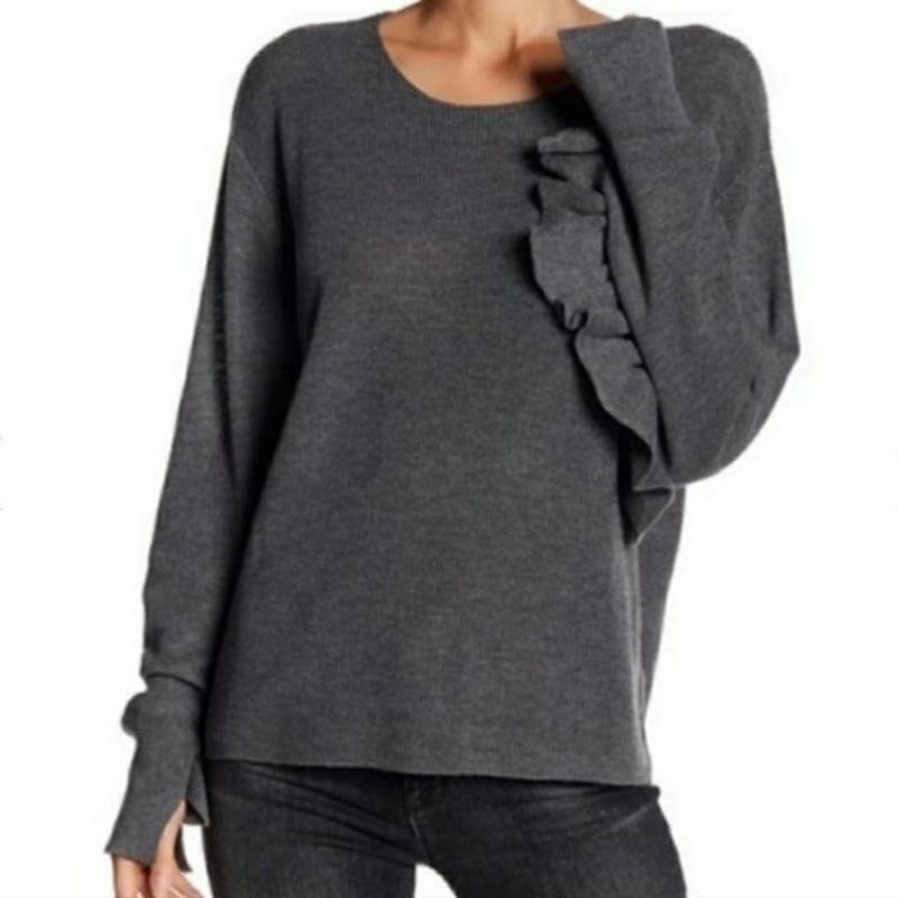John + Jenn Anthro Ruffle Sleeve Oversized Sweater